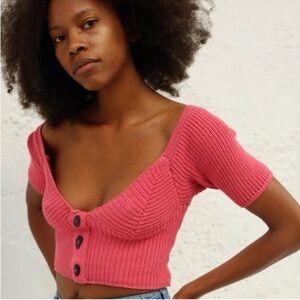 TACH Pink Cropped Sweater Melinda Knit Top